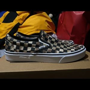 Vans og slip on chocolate chip camo checkerboard
